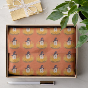 Spooky Cute Ghost And Pumpkins Autumn Wreath Tissue Paper