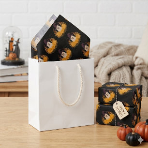 Spooky Cute Ghost And Pumpkins Autumn Wreath Tissue Paper
