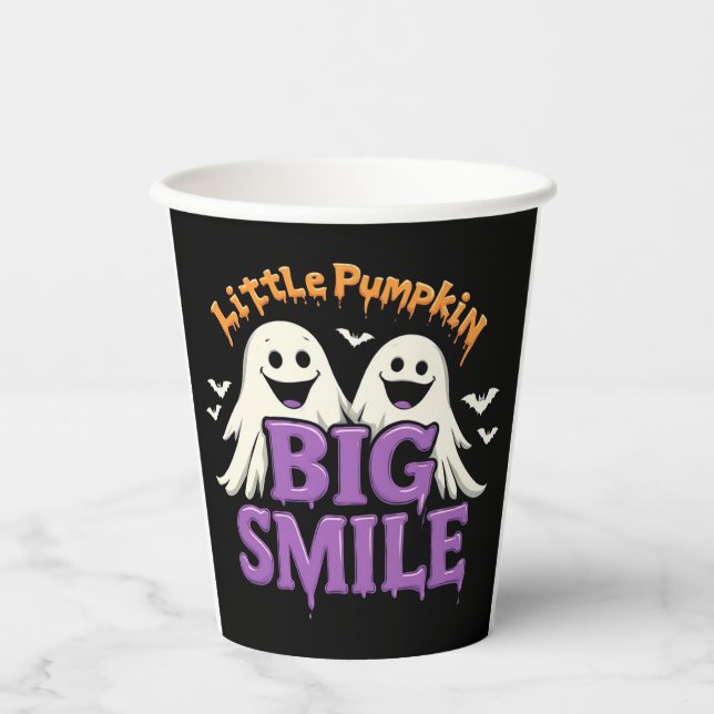 🎃👻 Spooky Cute Ghost & Bat Halloween Party🦇✨ Paper Cups (Front)
