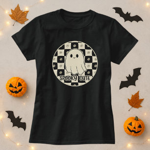 Spooky Cute Ghost Checkerboard T-Shirt