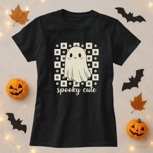 Spooky Cute Ghost Checkerboard T-Shirt