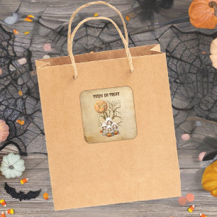 Spooky Cute Ghost Family Trick or Treat Square Sticker