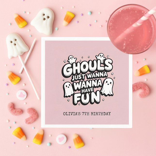 Spooky Cute Ghost Halloween Birthday  Napkin (Creator Uploaded)