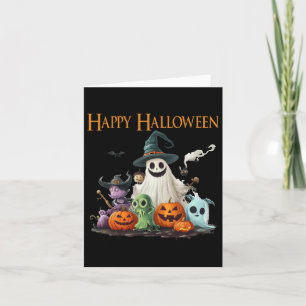 Spooky Cute Ghost Halloween Costume Happy Hallowee Card