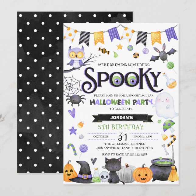 Spooky Cute Ghost Halloween Party Invitation (Front/Back)