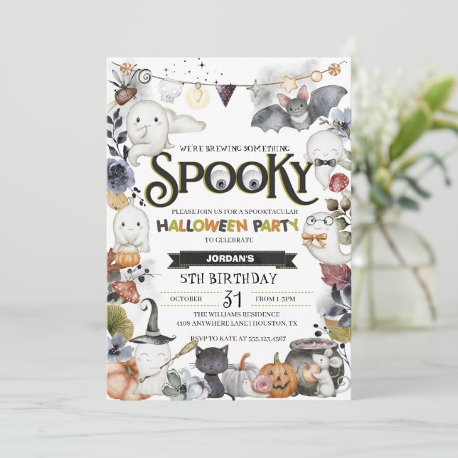 Spooky Cute Ghost Halloween Party Invitation (Standing Front)