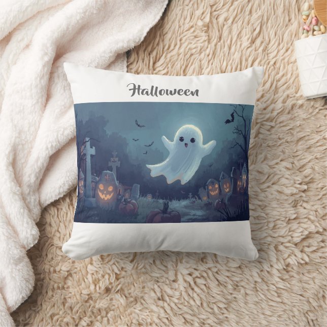 "Spooky Cute Ghost Halloween Throw Pillow" Cushion (Blanket)