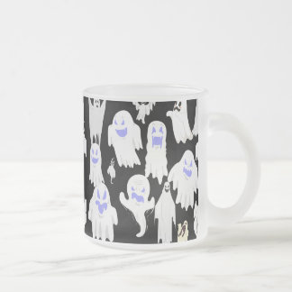 Spooky Cute Ghost Illustration Pattern – Halloween Frosted Glass Coffee Mug