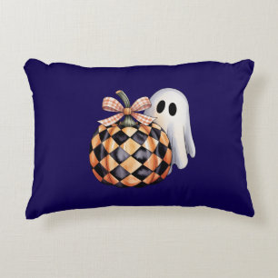 Spooky Cute Ghost Peek Halloween T-Shirt, Checkere Decorative Cushion