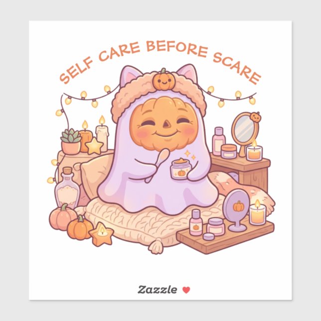 Spooky Cute Ghost Pumpkin Funny Self Care  (Sheet)