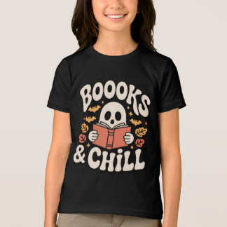 Spooky Cute Ghost Reading Book Tri-Blend Shirt