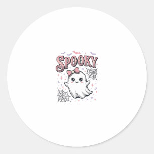 Spooky Cute Ghost Vintage Halloween Shirt Design_1 Classic Round Sticker