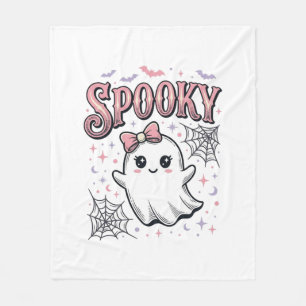 Spooky Cute Ghost Vintage Halloween Shirt Design_1 Fleece Blanket