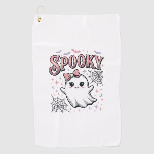 Spooky Cute Ghost Vintage Halloween Shirt Design_1 Golf Towel