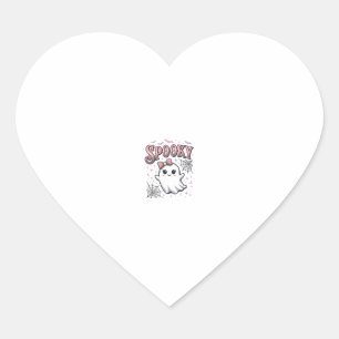 Spooky Cute Ghost Vintage Halloween Shirt Design_1 Heart Sticker