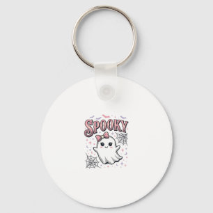 Spooky Cute Ghost Vintage Halloween Shirt Design_1 Key Ring
