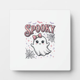 Spooky Cute Ghost Vintage Halloween Shirt Design_1 Plaque