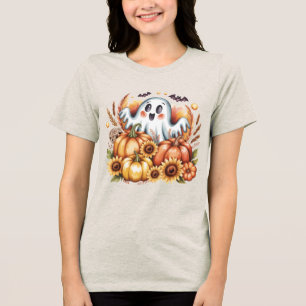 Spooky Cute Ghostly Harvest Halloween Autumn Tri-Blend Shirt