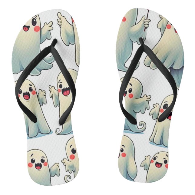 Spooky Cute Ghosts: Hauntingly Fun! Flip Flops (Footbed)