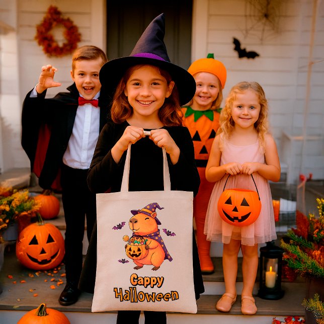 Spooky Cute Gift Funny Cappy Halloween Capybara Tote Bag (Creator Uploaded)