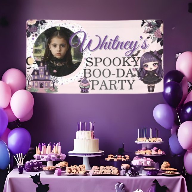Spooky Cute gothic Purple Birthday girl Banner (Spooky Cute gothic Purple Birthday girl Banner)