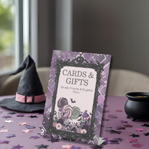Spooky Cute Gothic purple CARDS & GIFTS Pedestal Sign