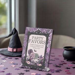 Spooky Cute Gothic purple Party Favour Pedestal Sign