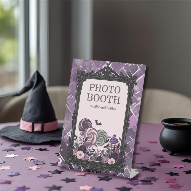 Spooky Cute Gothic purple PHOTO BOOTH Pedestal Sign (Spooky Cute Gothic purple PHOTO BOOTH Pedestal Sign)