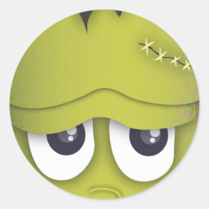 Spooky Cute Green Monster Head Halloween Sticker