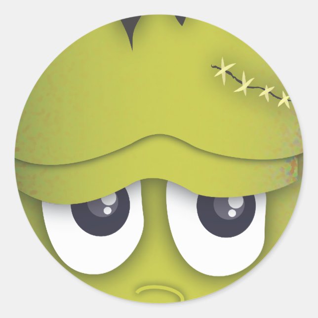 Spooky Cute Green Monster Head Halloween Sticker (Front)