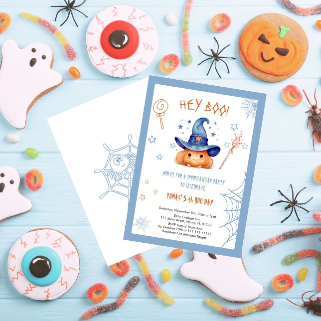 Spooky Cute Halloween 5th Birthday Boy Invitation  (Creator Uploaded)