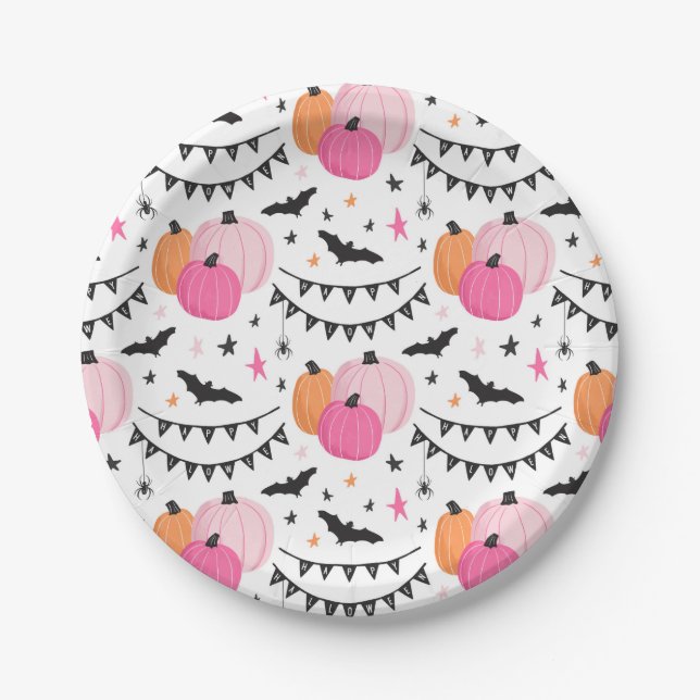 Spooky Cute Halloween Birthday Party Paper Plates (Front)
