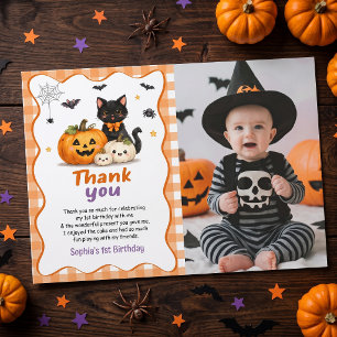 Spooky Cute Halloween Birthday Thank You Card
