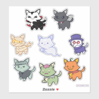 Spooky Cute Halloween Cats Sticker Sheet
