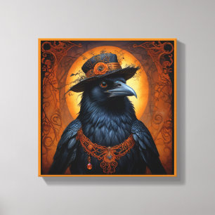 Spooky cute Halloween crow in Disguise Canvas Print