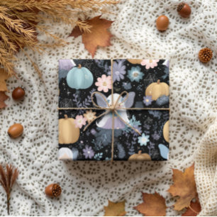 Spooky Cute Halloween Fairy with Pastel Pumpkins Wrapping Paper