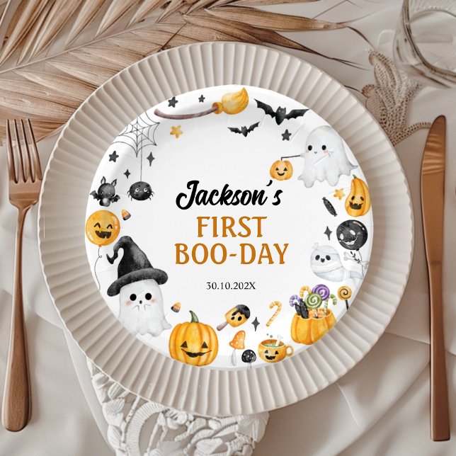Spooky Cute Halloween Ghost Birthday Party Paper Plate (Creator Uploaded)