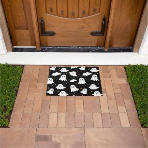 Spooky Cute Halloween Ghost Cloudy Star Sky Doormat