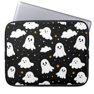 Spooky Cute Halloween Ghost Cloudy Star Sky Laptop Sleeve