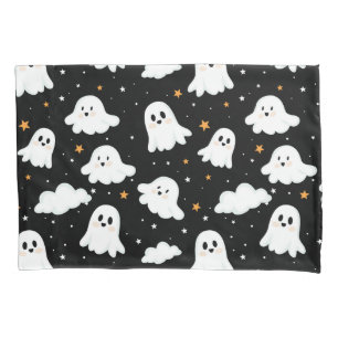 Spooky Cute Halloween Ghost Cloudy Star Sky Pillowcase