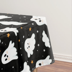 Spooky Cute Halloween Ghost Cloudy Star Sky Tablecloth