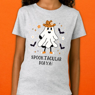 Spooky Cute Halloween Ghost with Name T-Shirt