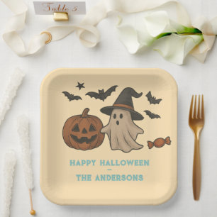 Spooky Cute Halloween – Ghosts, Bats & Candy Paper Plate