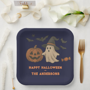 Spooky Cute Halloween – Ghosts, Bats & Candy Paper Plate