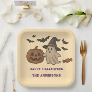 Spooky Cute Halloween – Ghosts, Bats & Candy Paper Plate