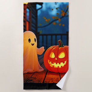 Spooky Cute Halloween Glow Design Beach Towel