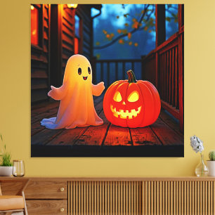 Spooky Cute Halloween Glow Design Canvas Print