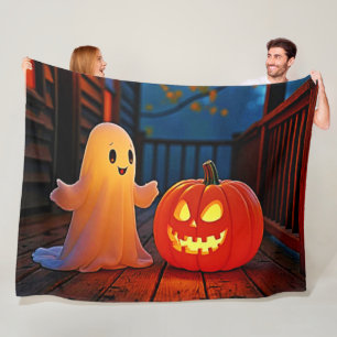 Spooky Cute Halloween Glow Design Fleece Blanket