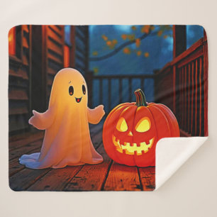 Spooky Cute Halloween Glow Design Sherpa Blanket
