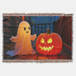 Spooky Cute Halloween Glow Design Throw Blanket